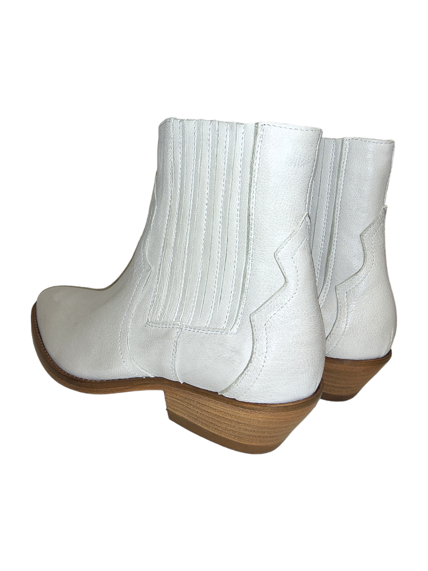 Cream leather ankle boots
