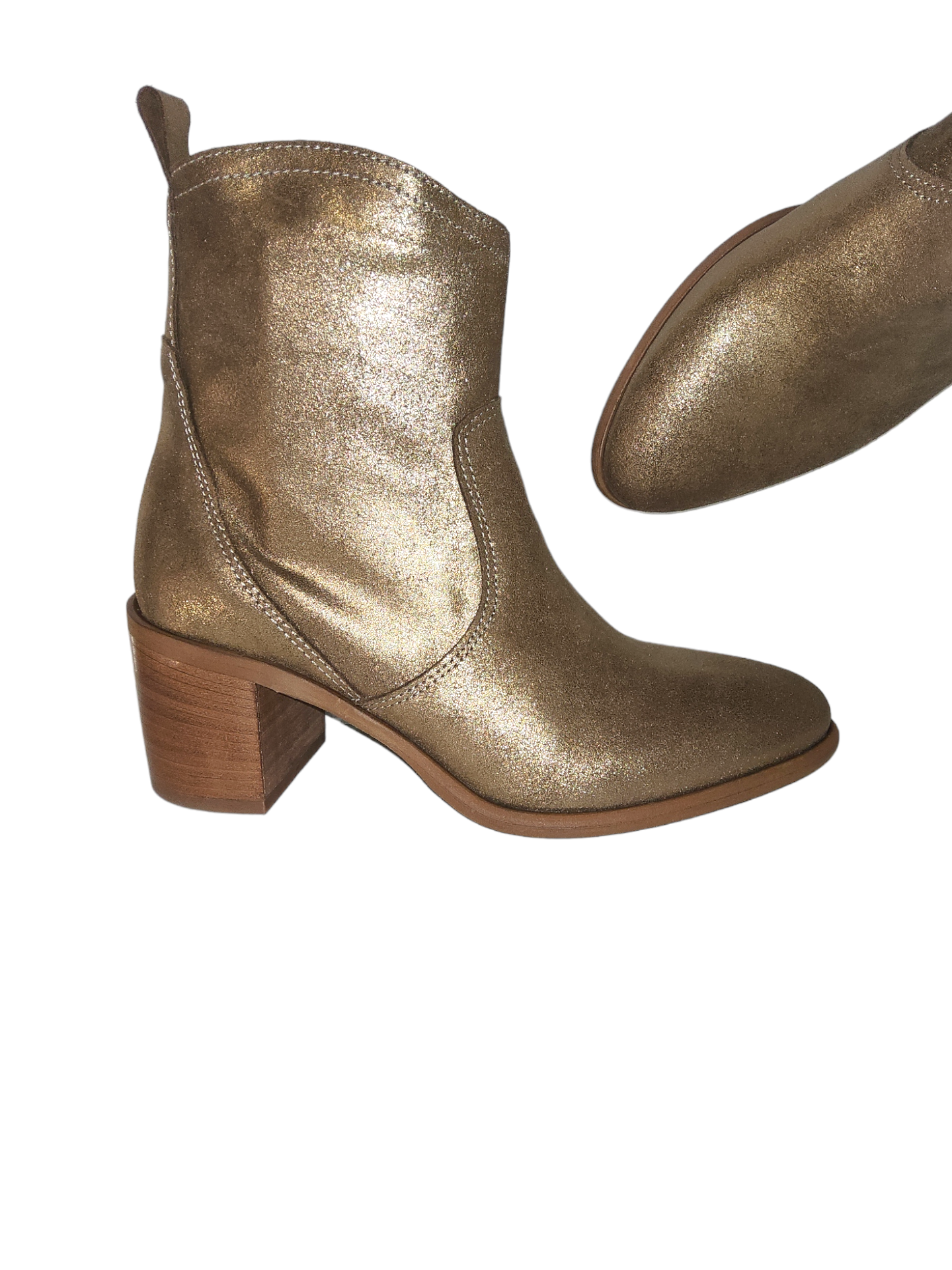 Gold leather boots