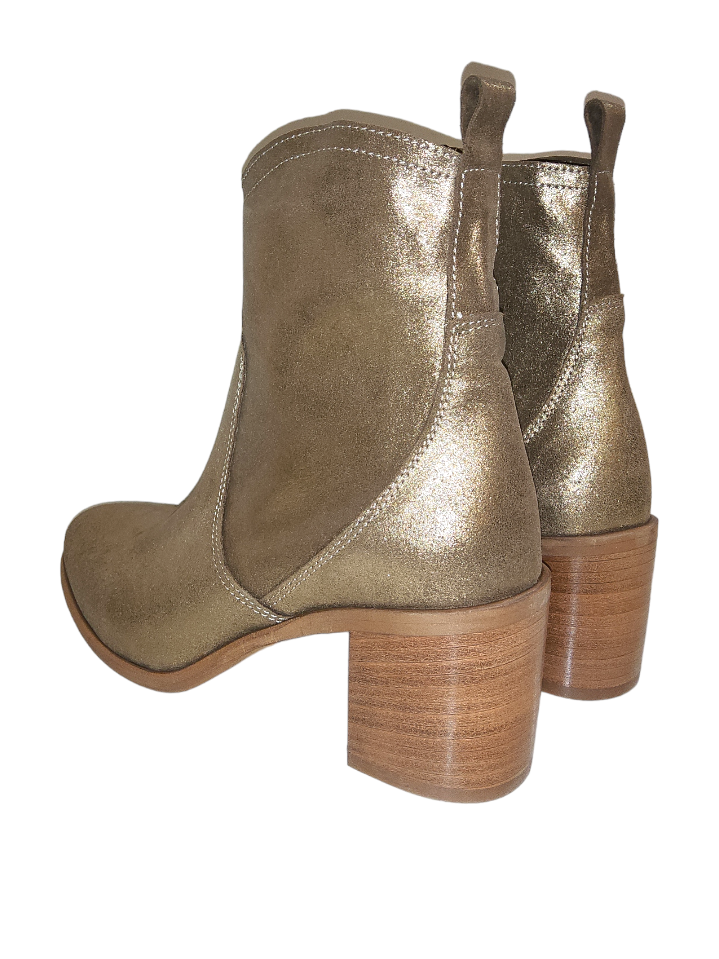 Gold leather ankle boots