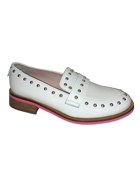 Cream leather studded loafers