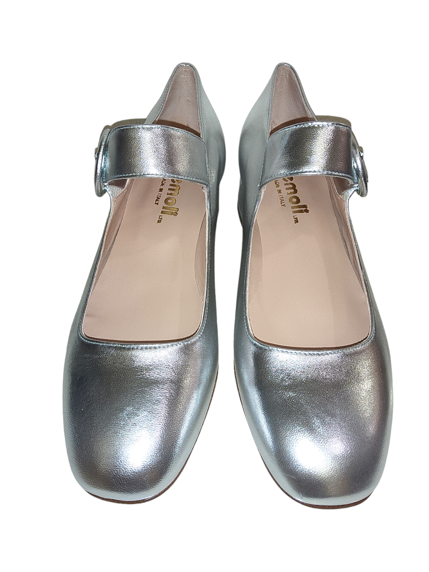 Silver leather pumps
