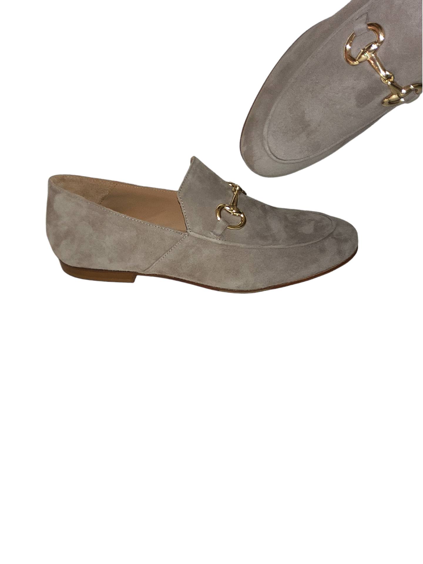 Taupe leather loafers