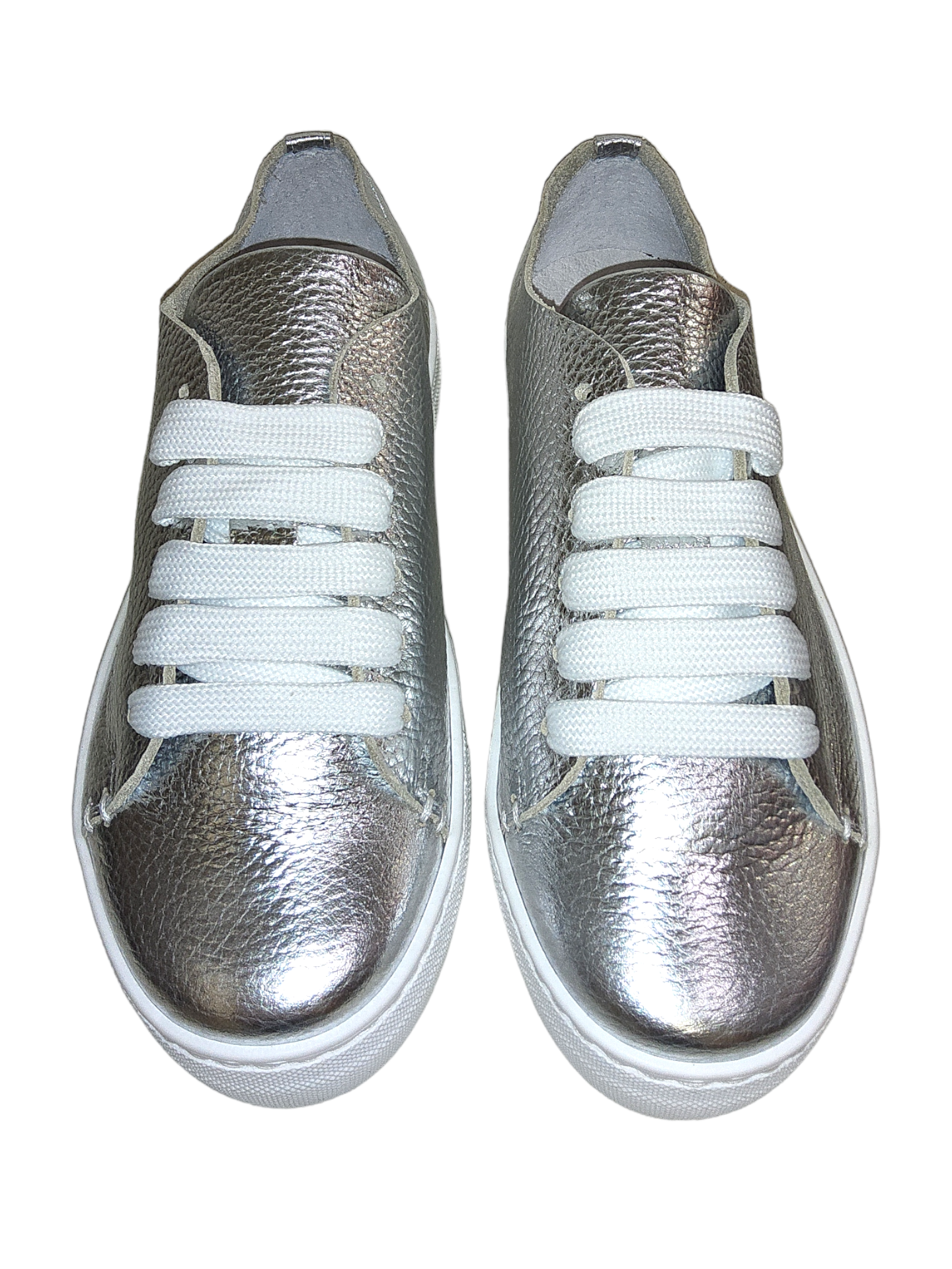 Silver leather sneakers