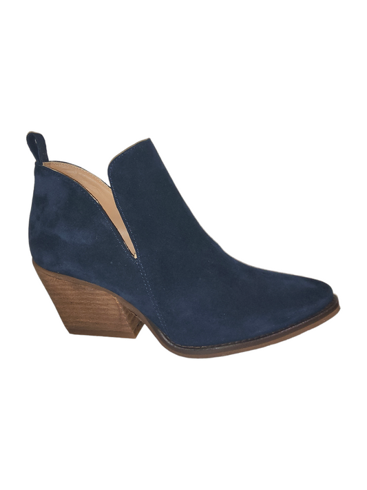 Navy leather ankle boots