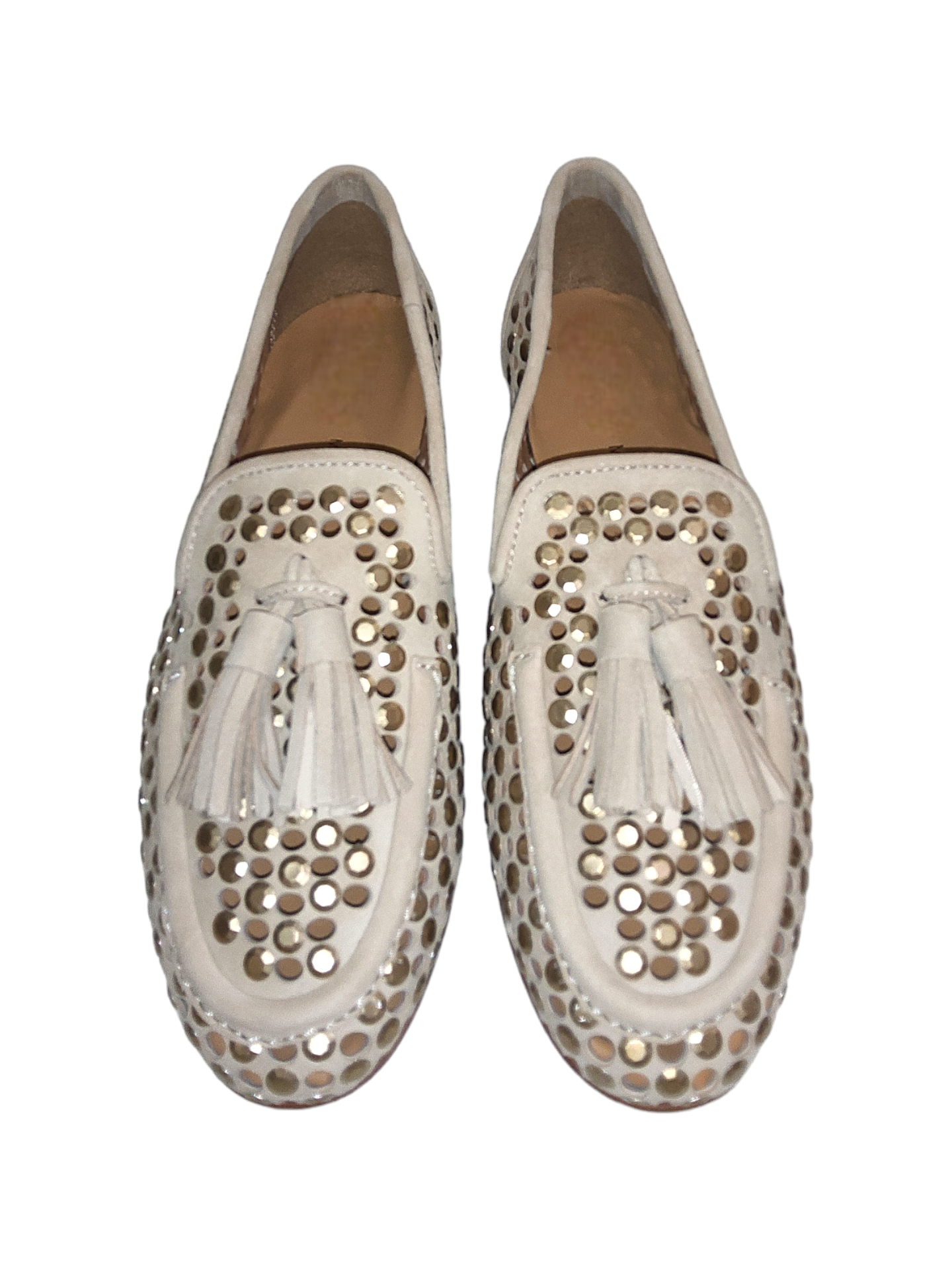 Nude studded loafers