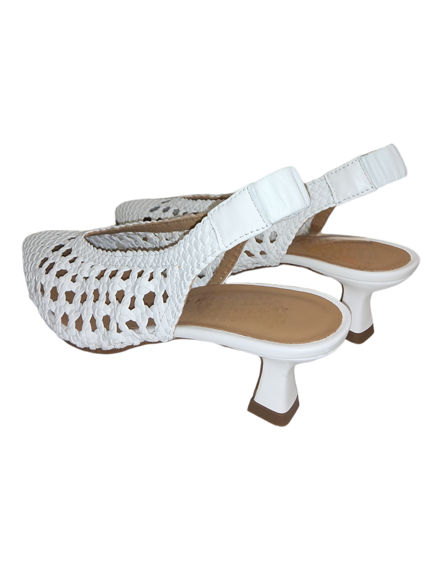 White weave leather slingback shoe