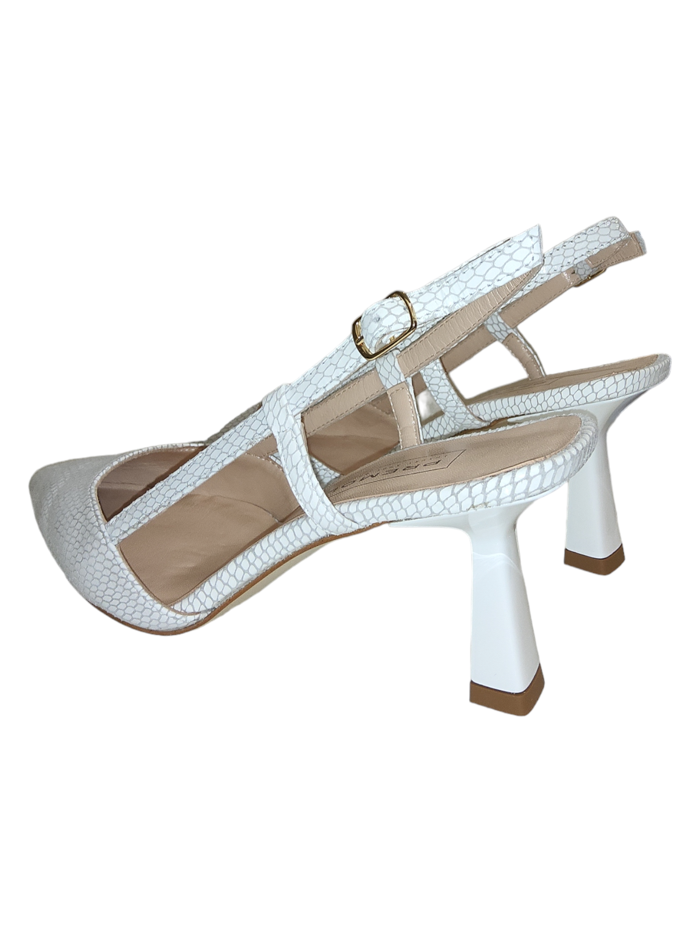 White leather slingback heel