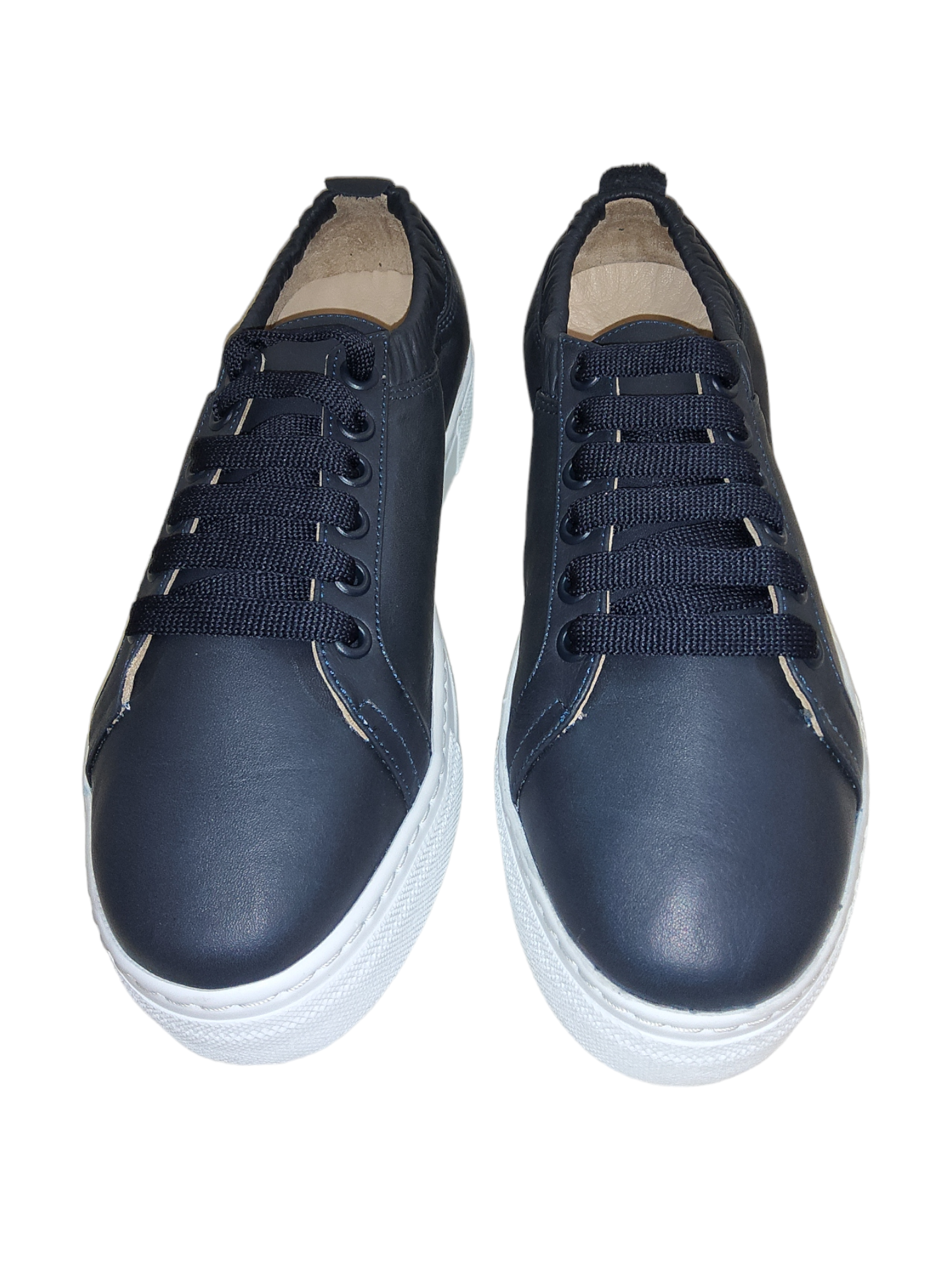 Navy leather sneakers