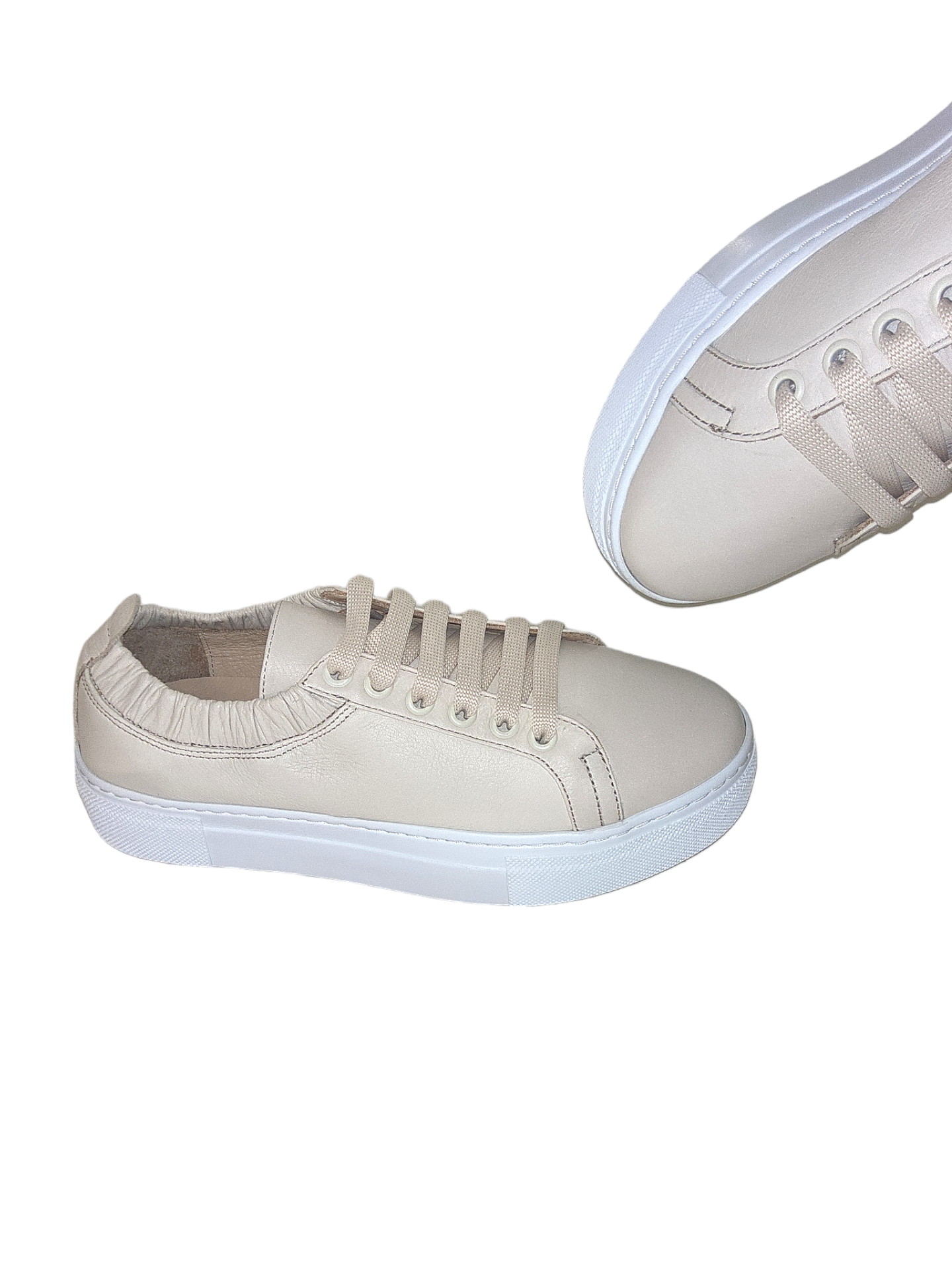 Cream leather sneakers