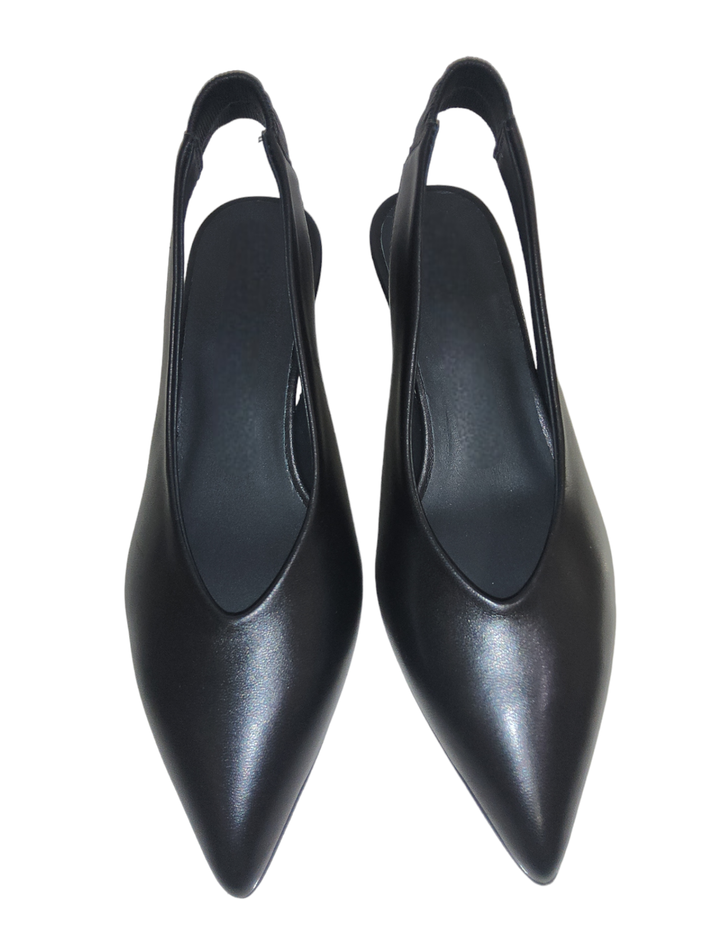 Black leather slingback shoe