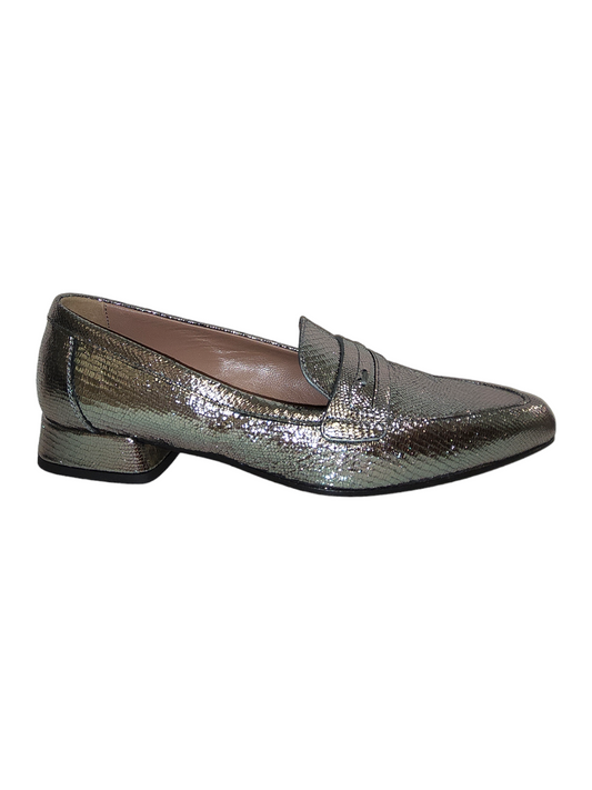 Metallic leather loafers
