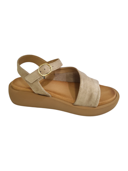 Beige suede leather sandals