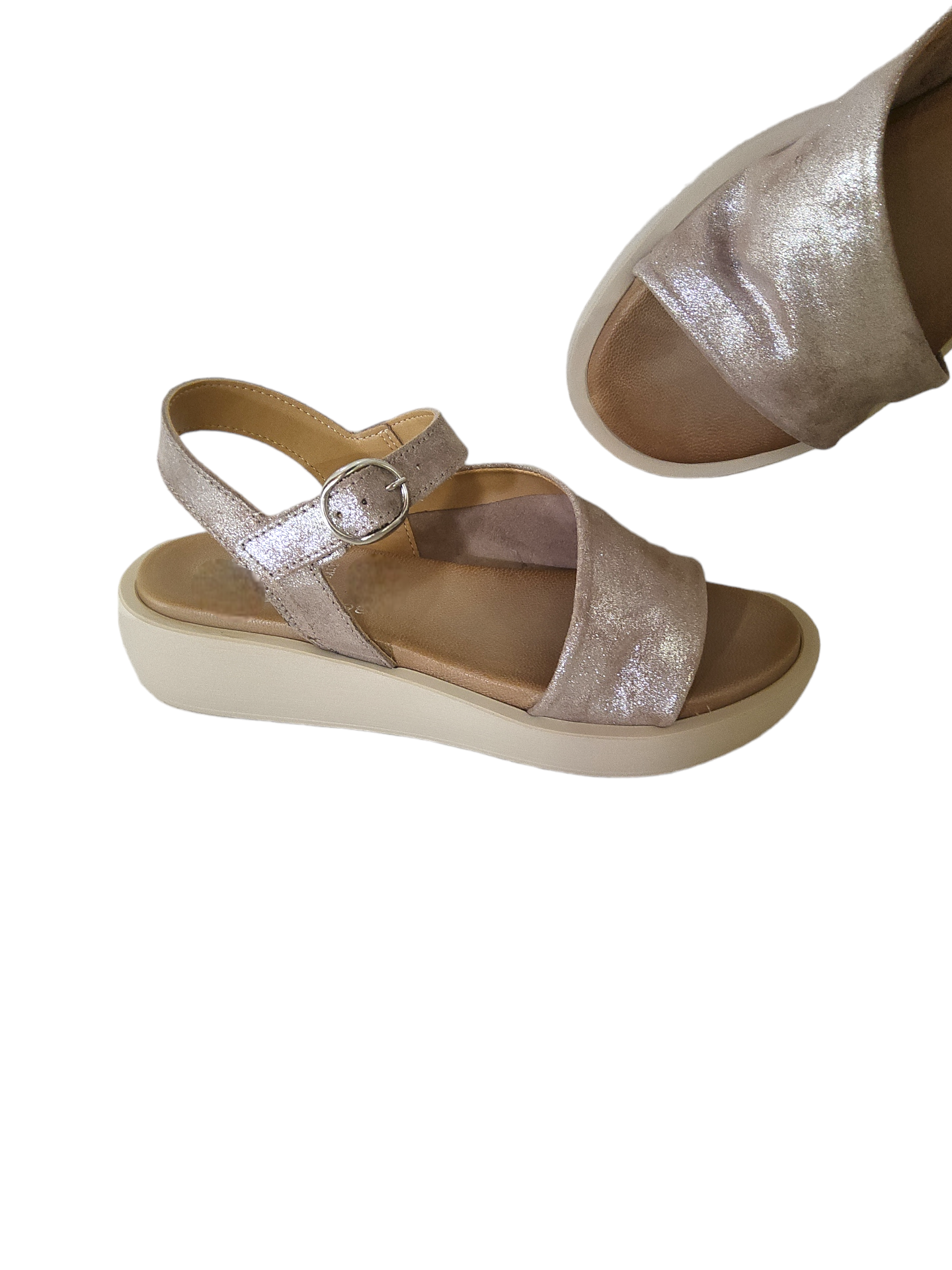 Grey suede leather sandals