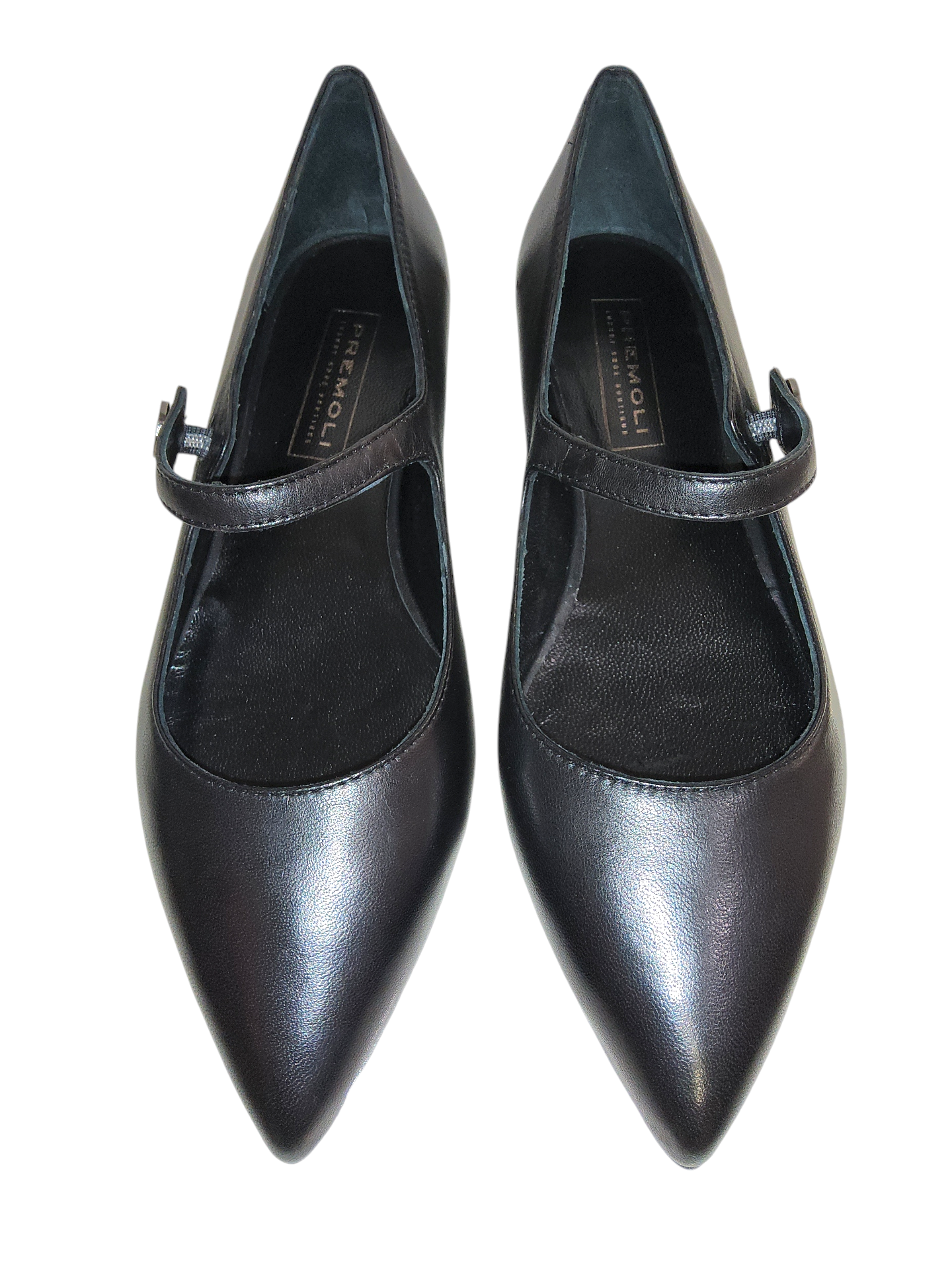 Black leather Mary Jane pumps