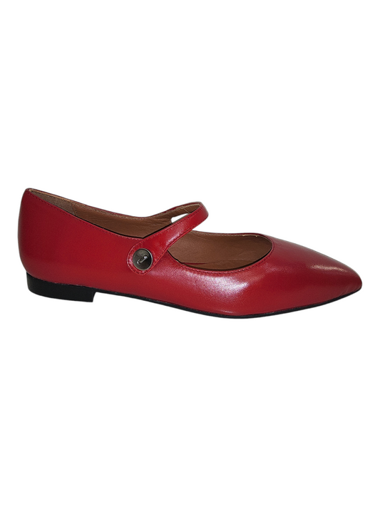 Cherry red leather Mary Jane pumps