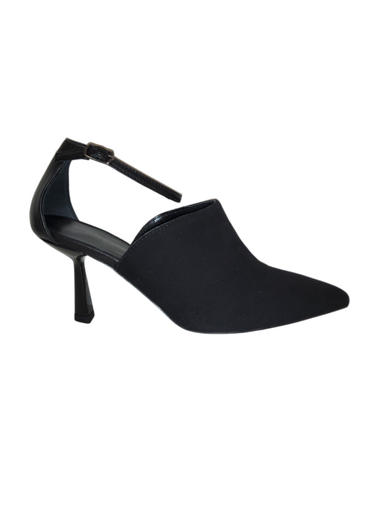 Black leather court shoe