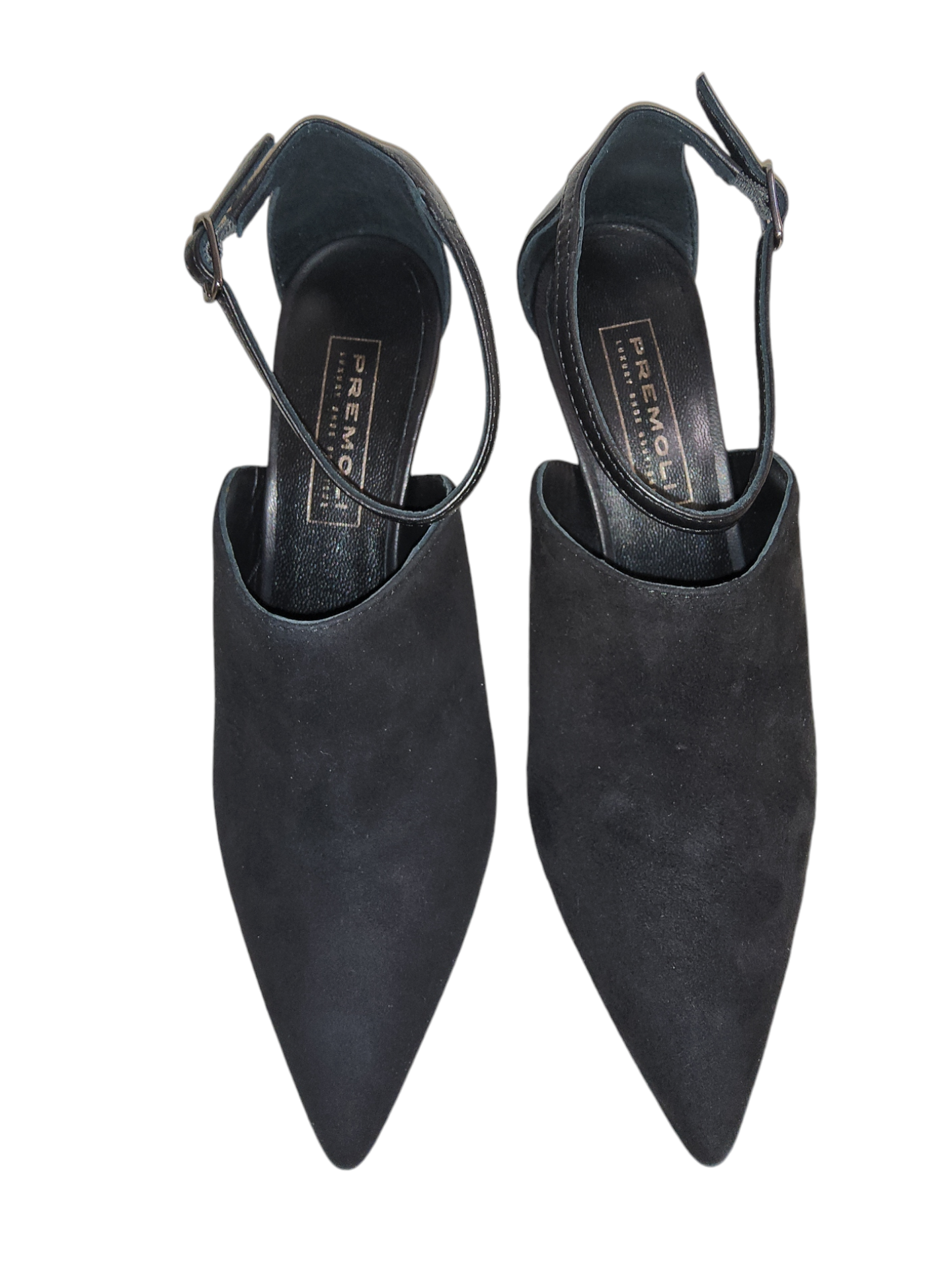 Black leather court shoe