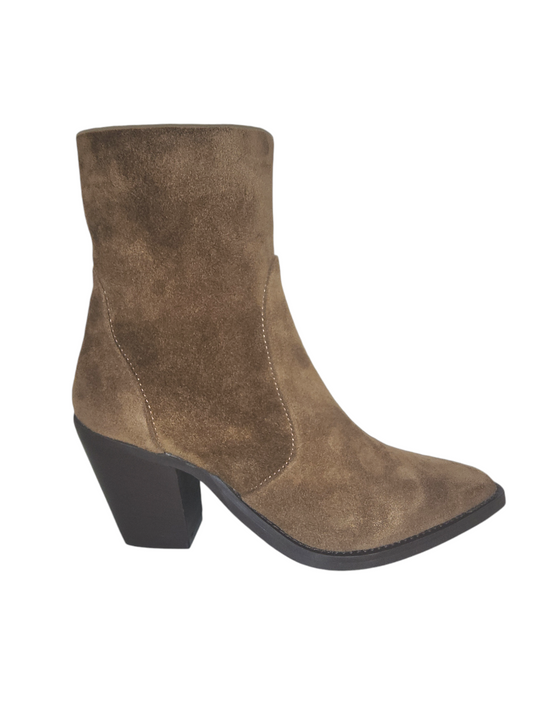 Tan suede leather ankle boots