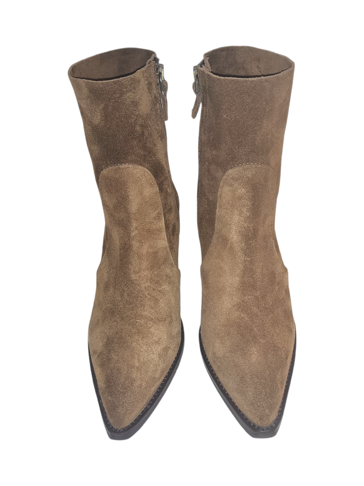 Tan suede leather ankle boots