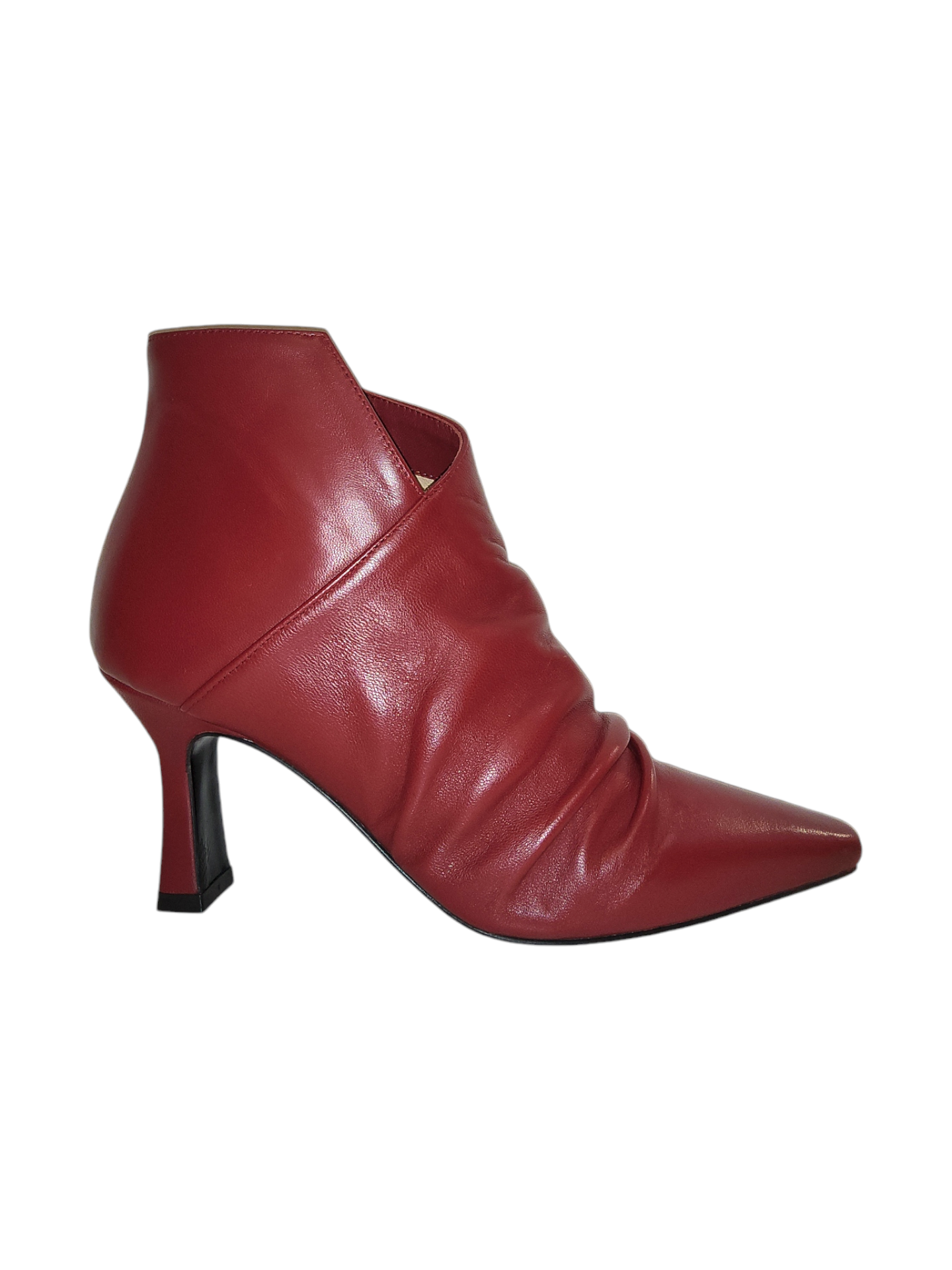 Cherry red leather ankle boot