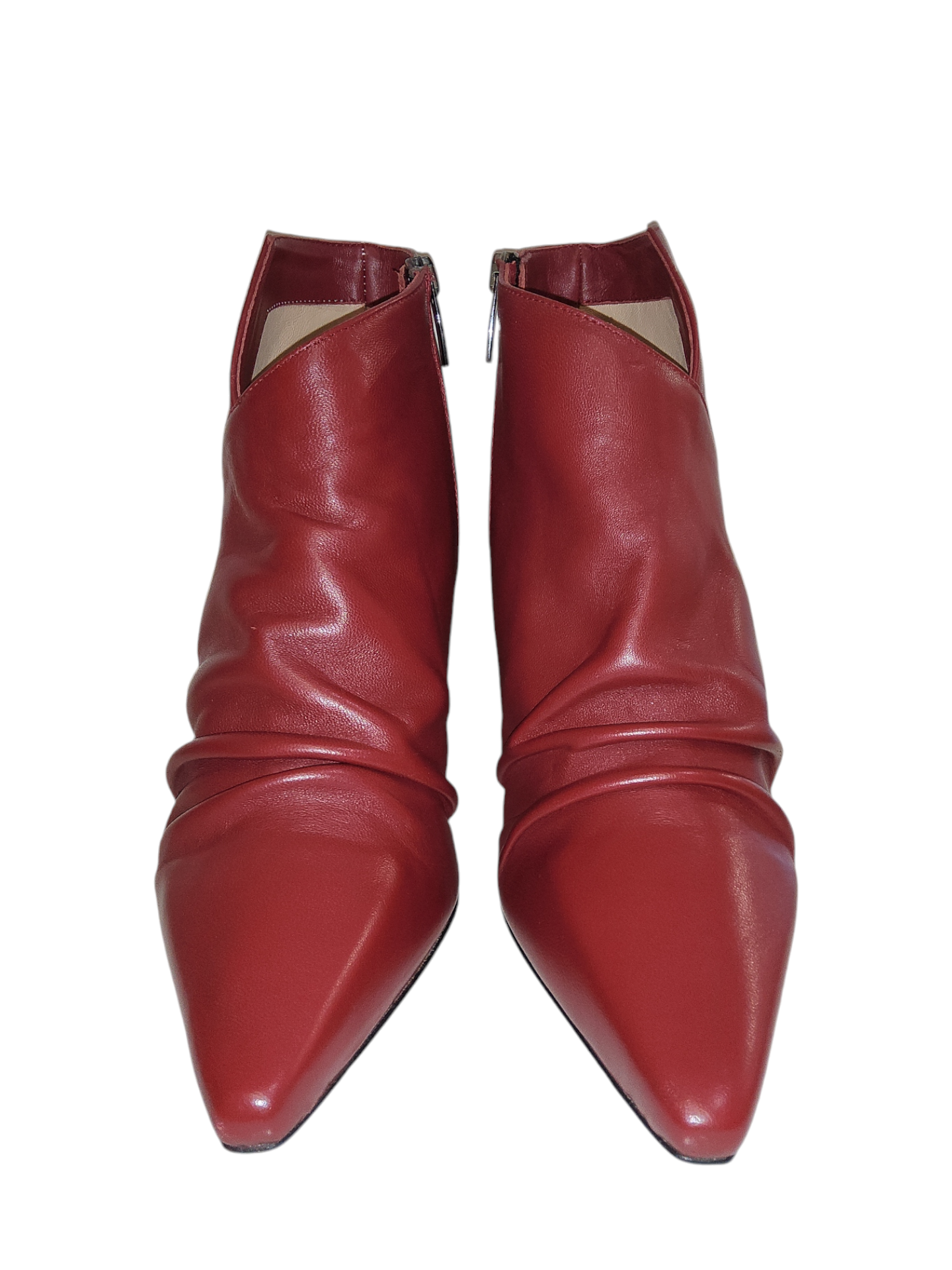 Cherry red leather ankle boot