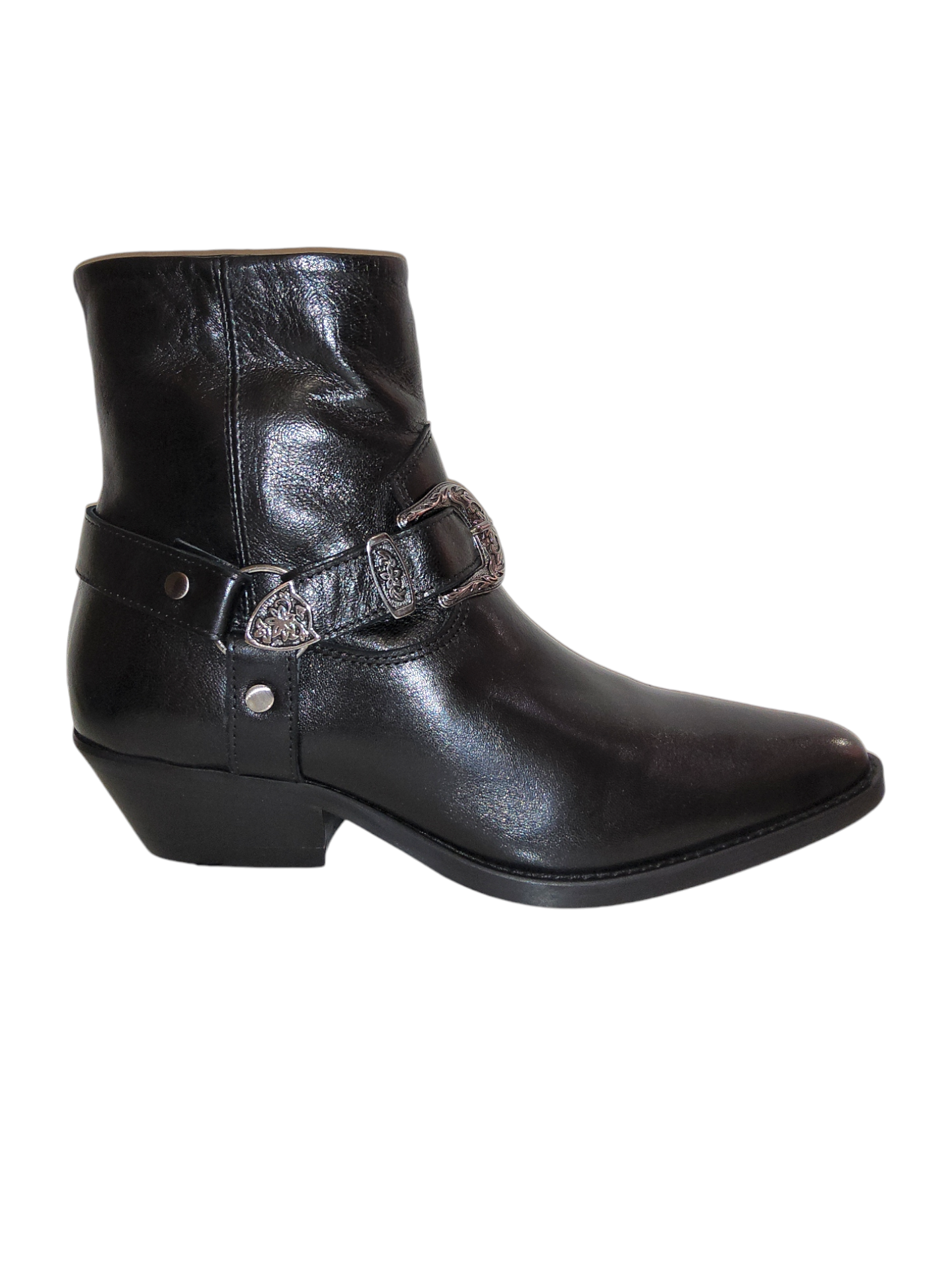 Black leather ankle boots