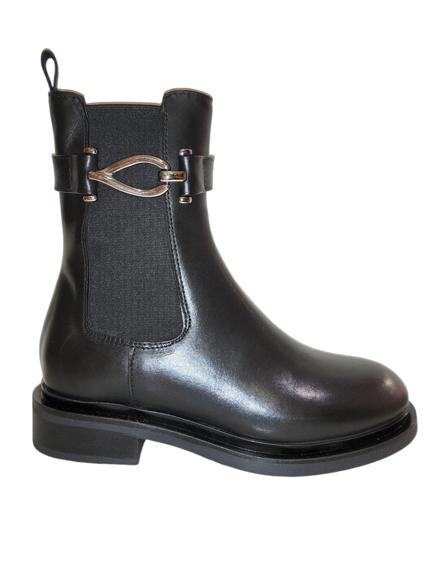 Black leather ankle boots