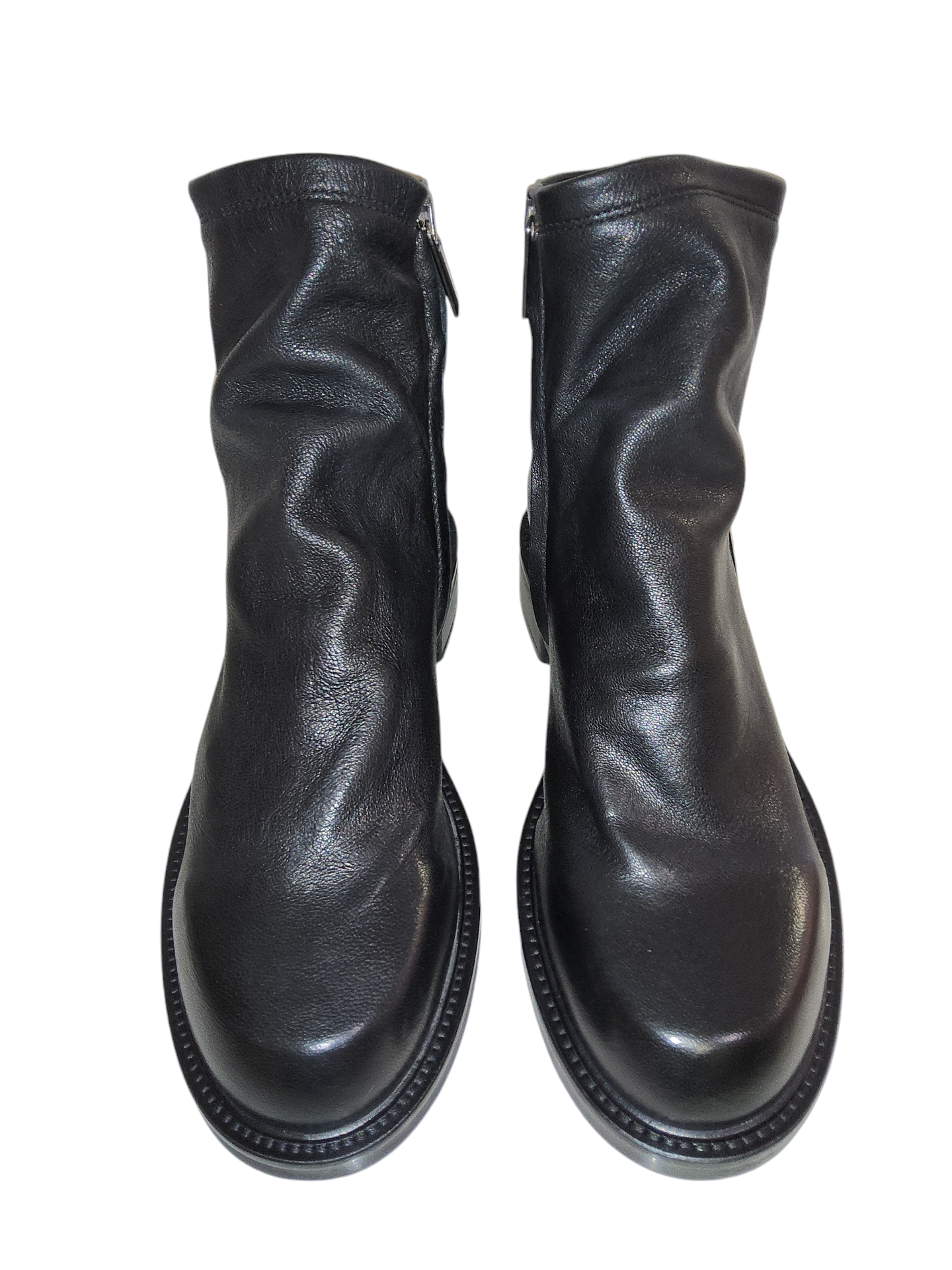 Black leather ankle boots