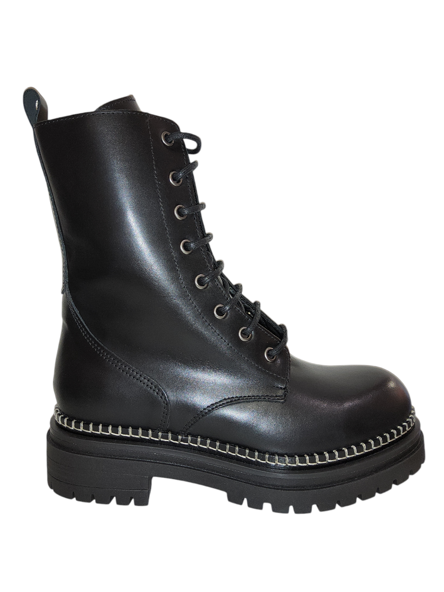 Black leather biker boots