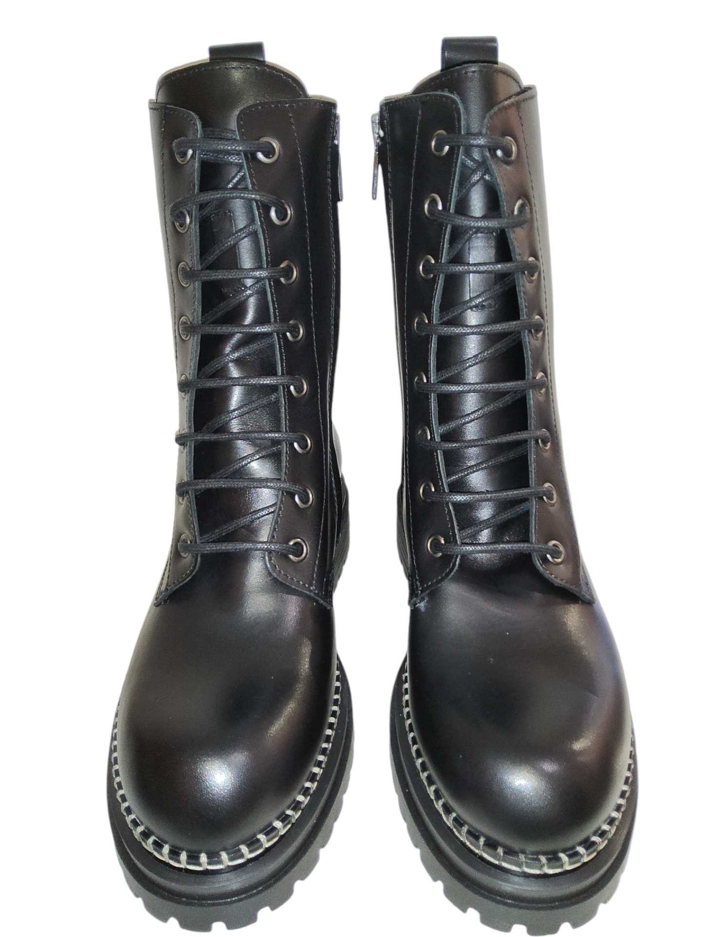 Black leather biker boots