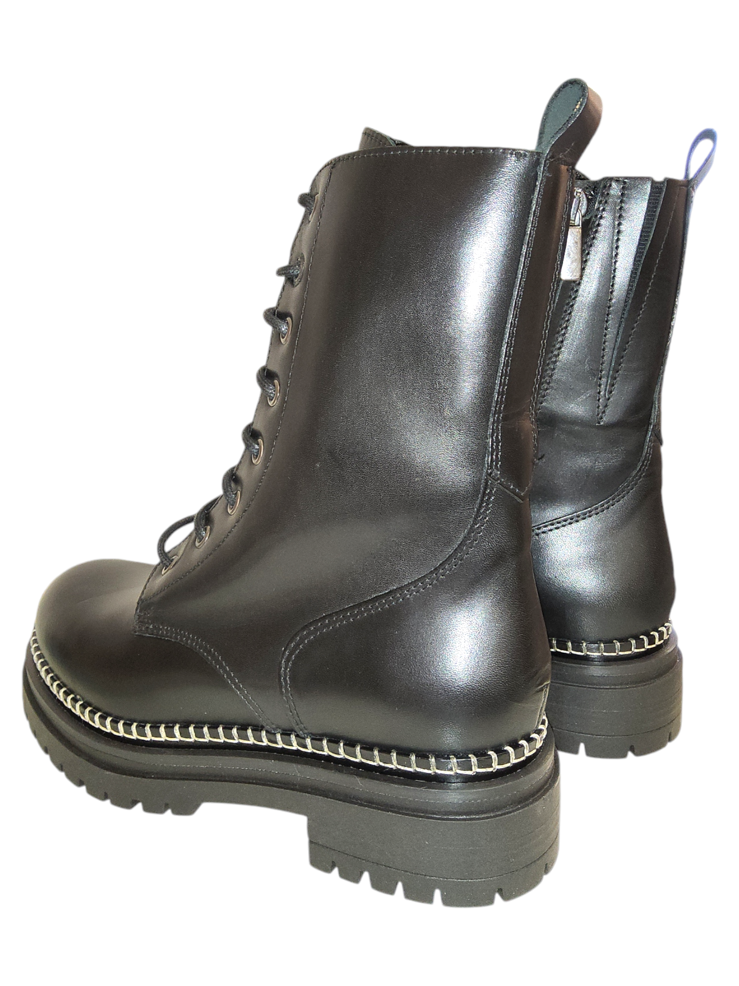 Black leather biker boots