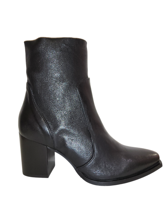 Black leather ankle boots