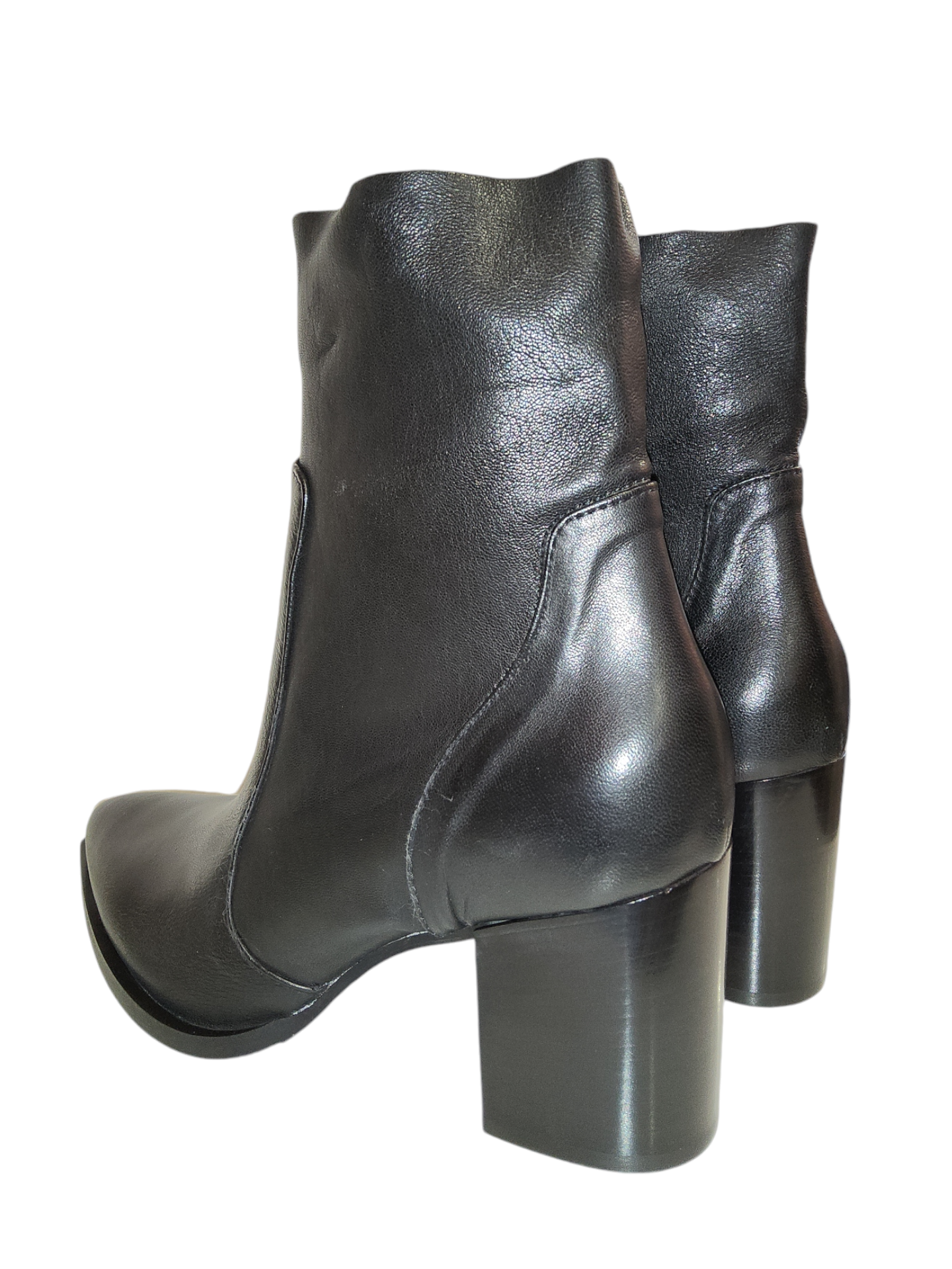 Black leather ankle boots