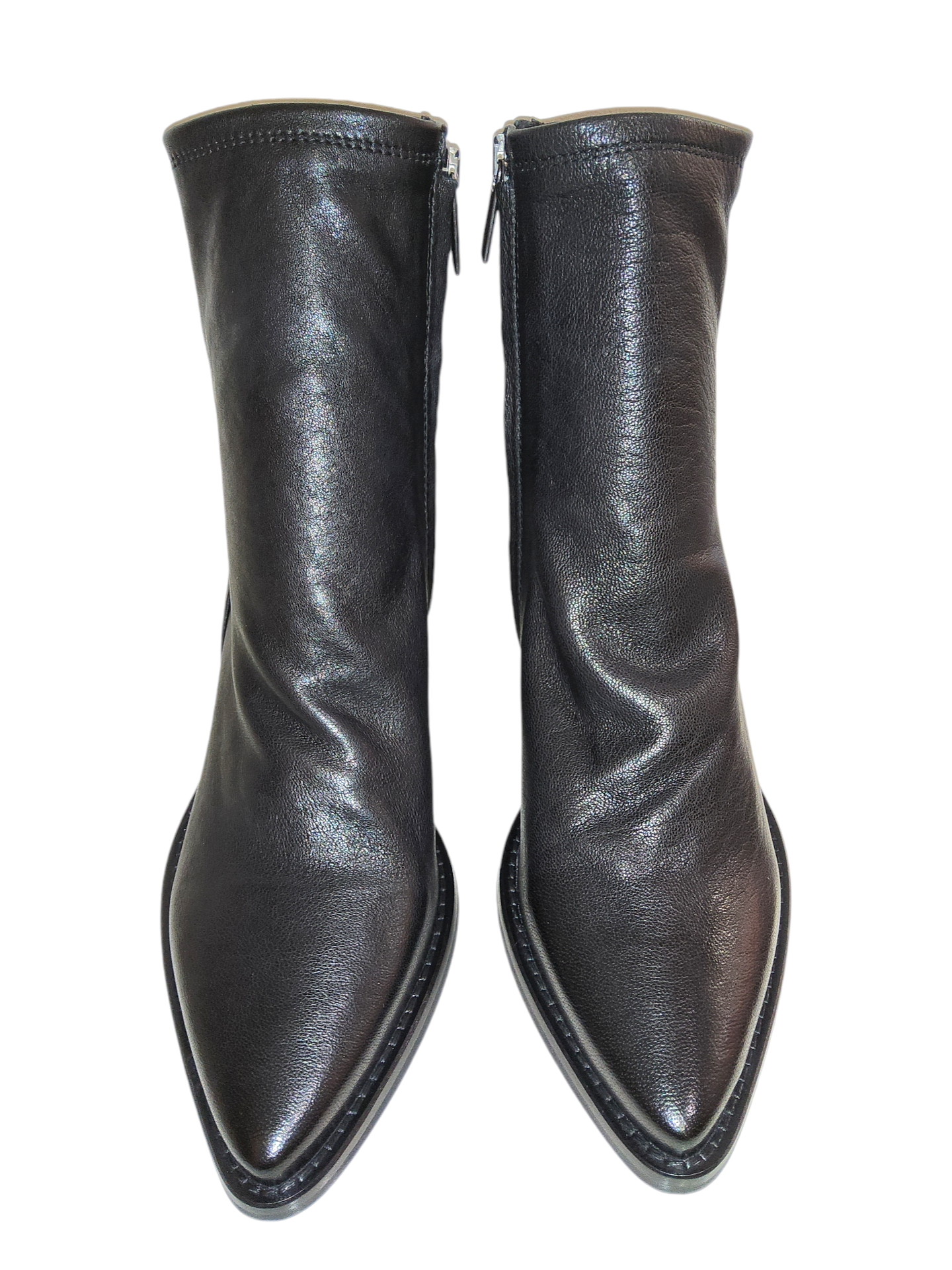 Black leather ankle boot