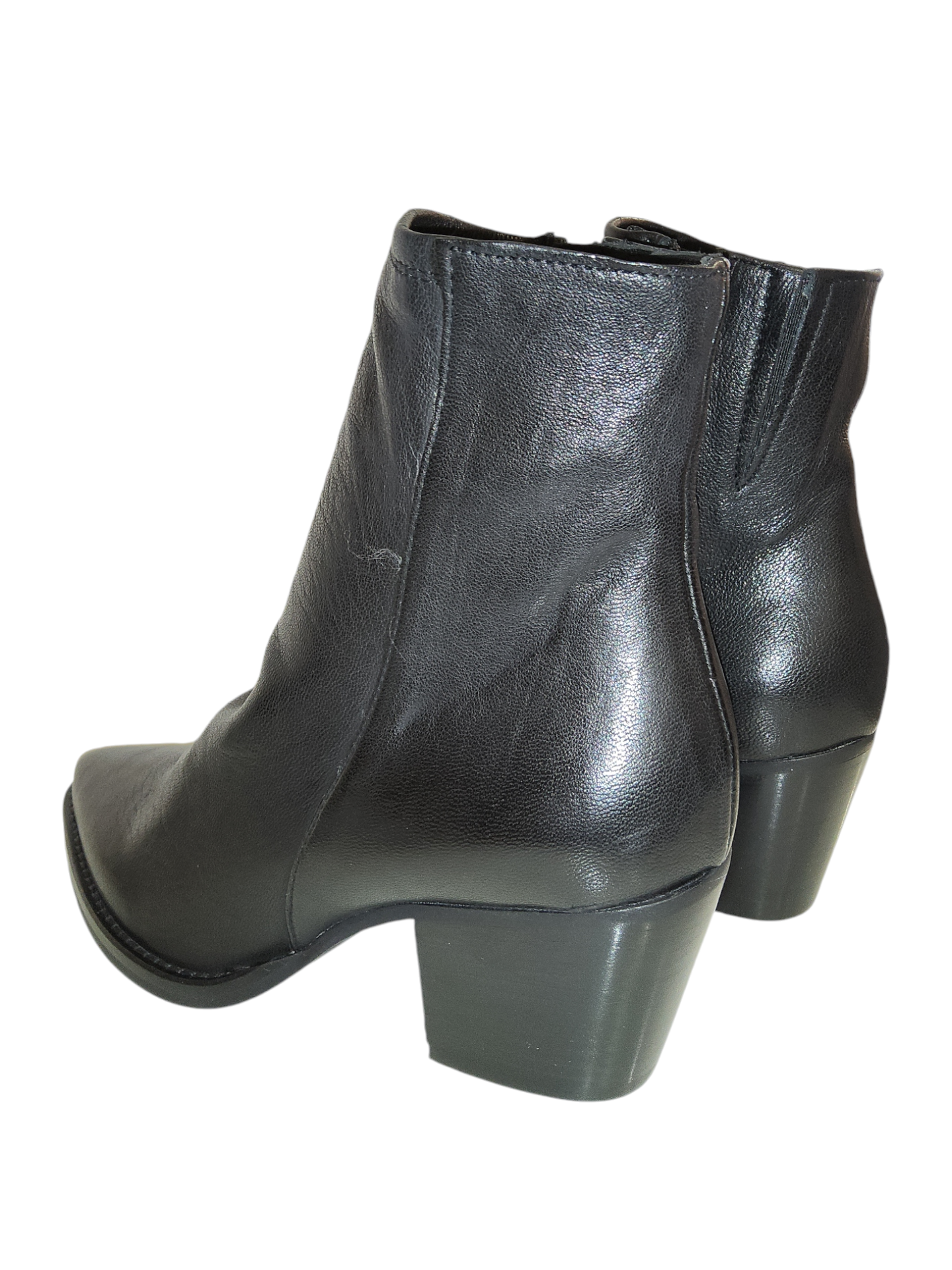 Black leather ankle boot