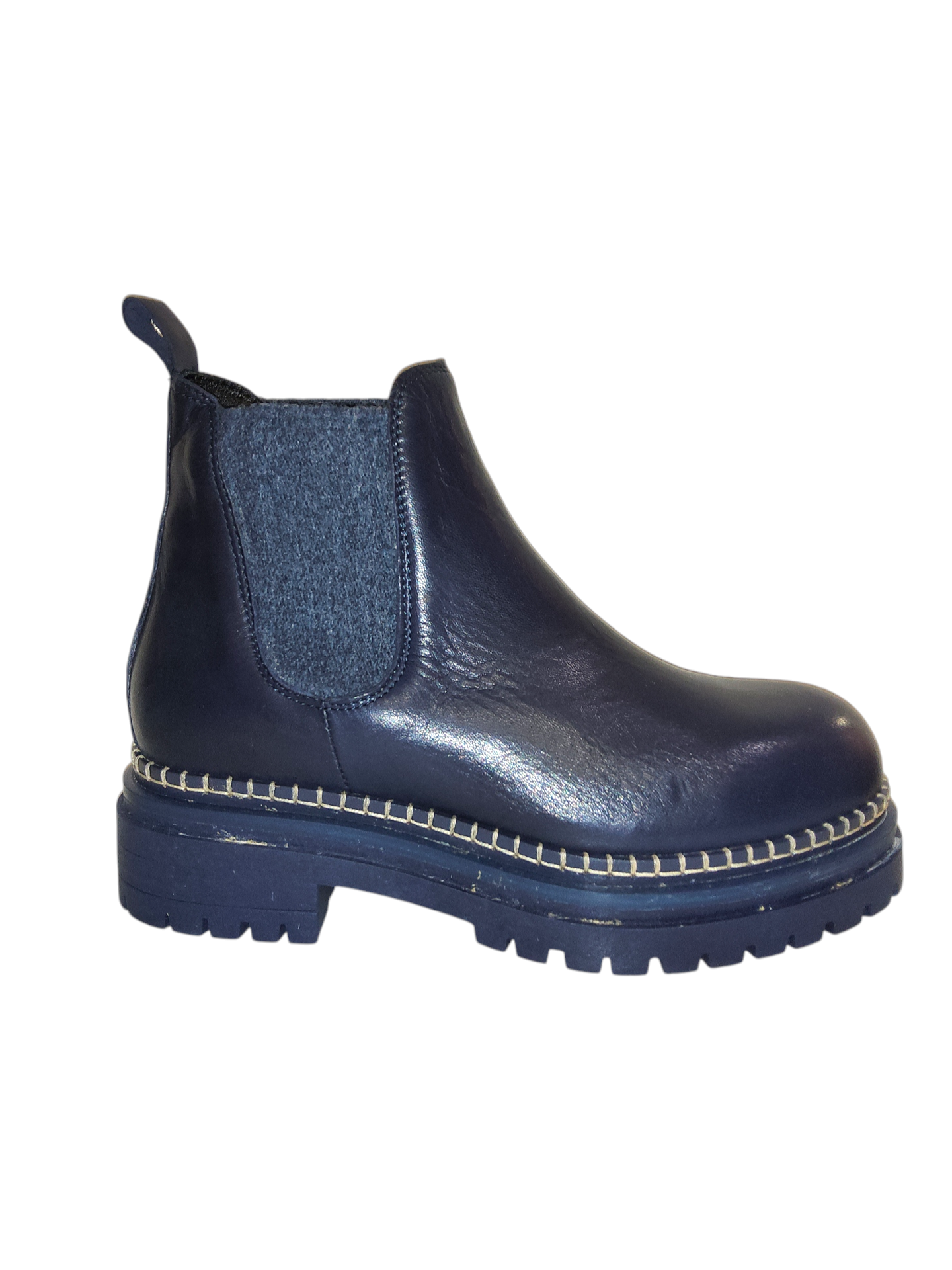 Blue leather Chelsea boots