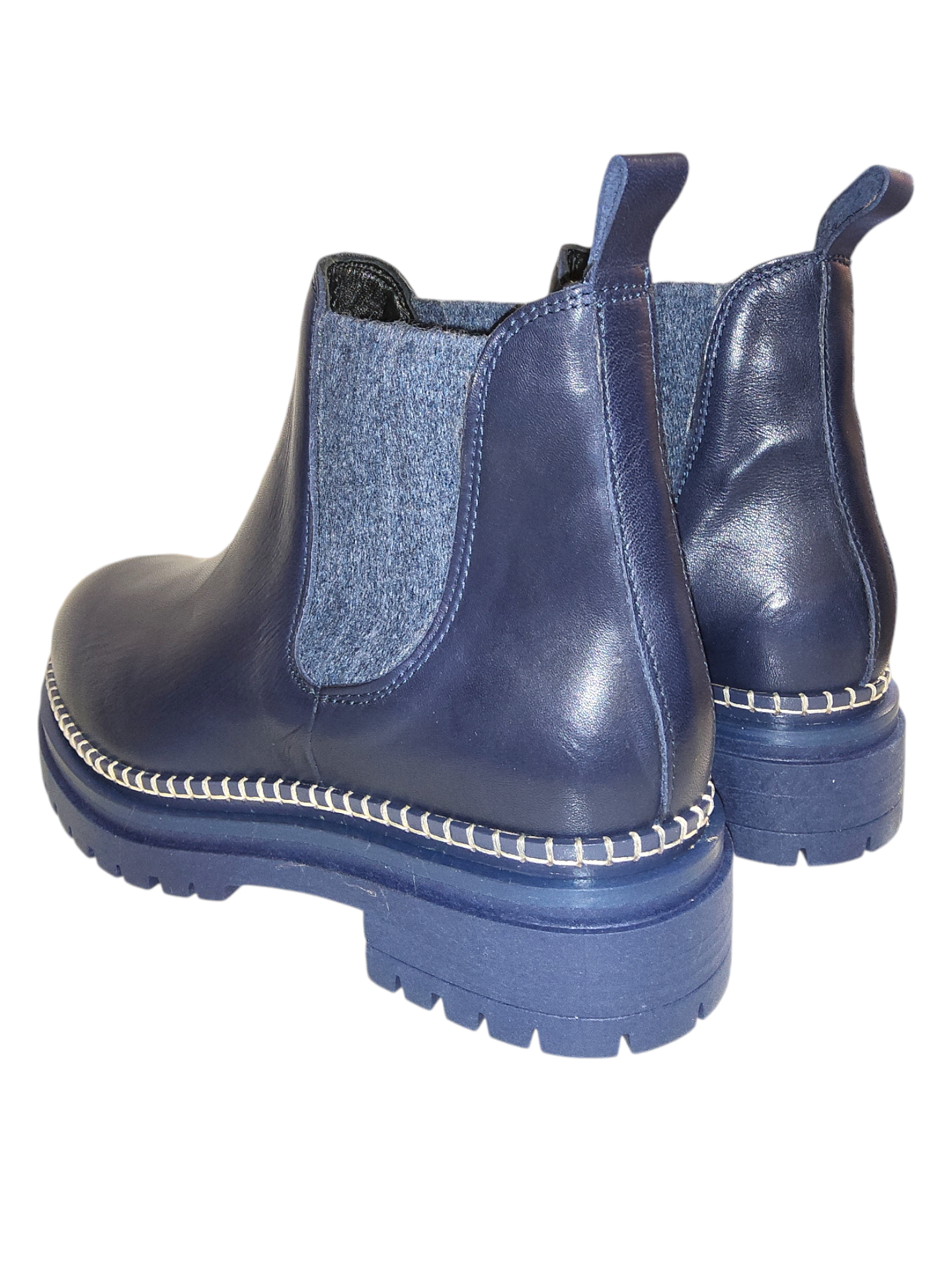 Blue leather Chelsea boots