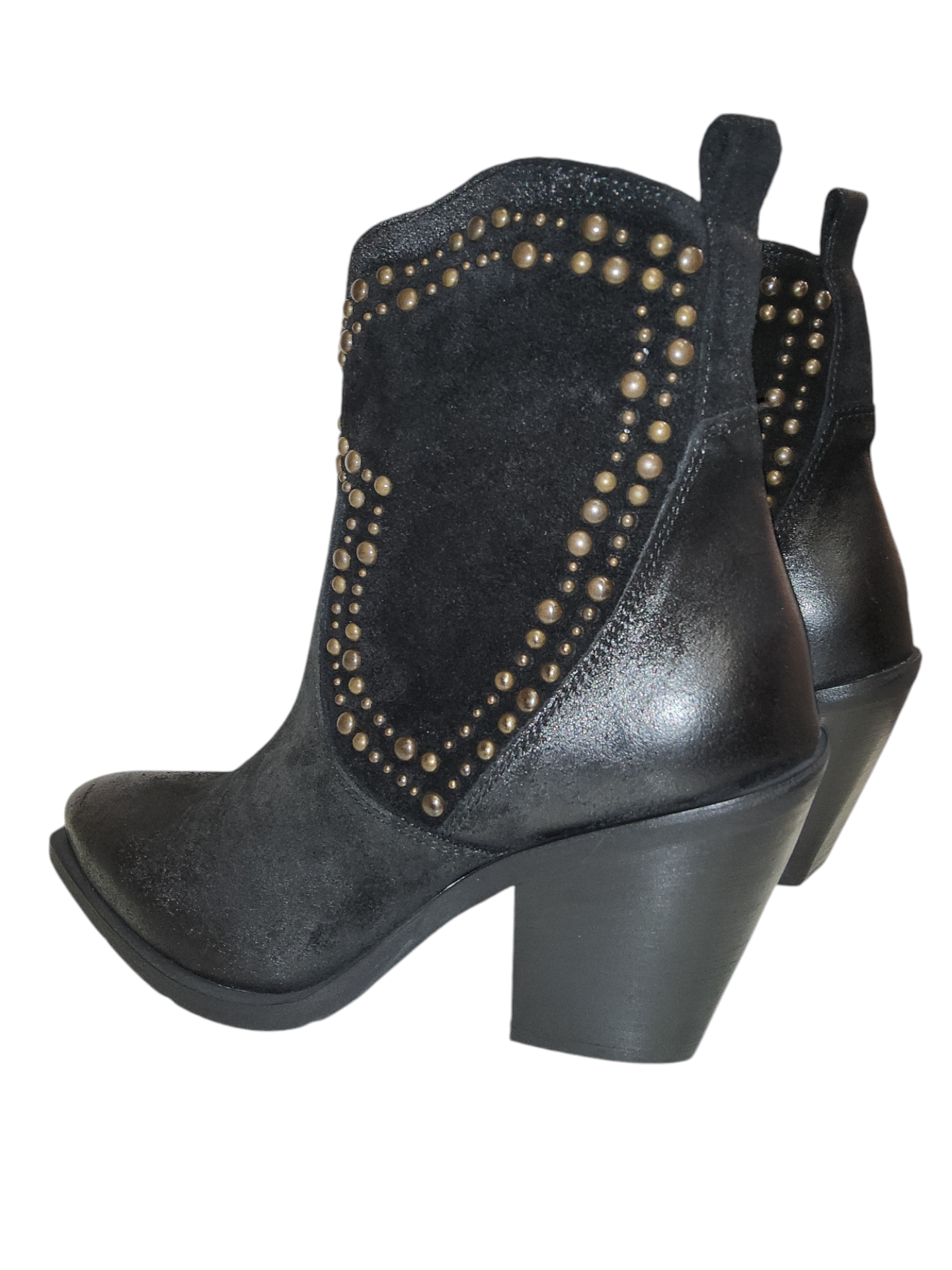 Black leather ankle boots