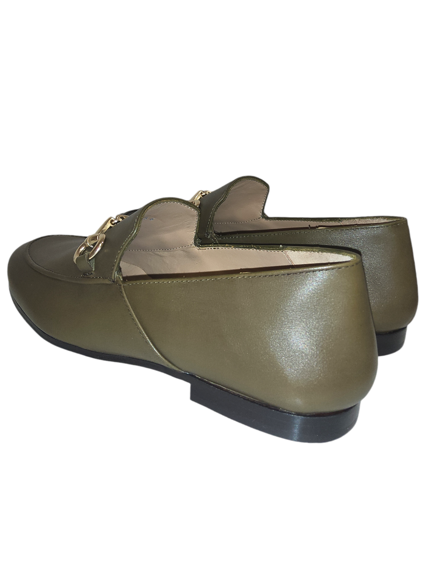 Olive green leather loafer