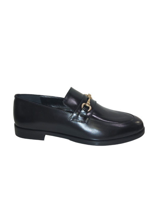 Black leather loafers