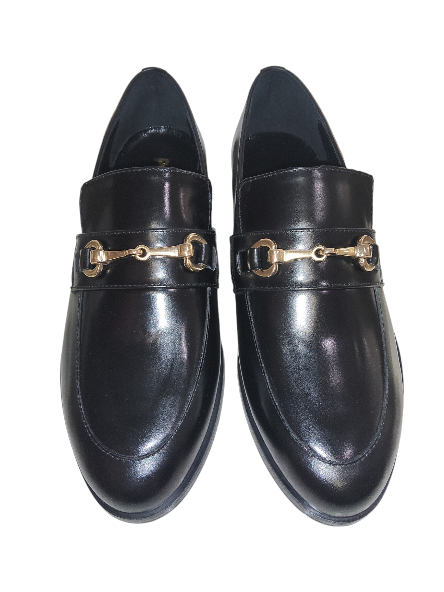 Black leather loafers