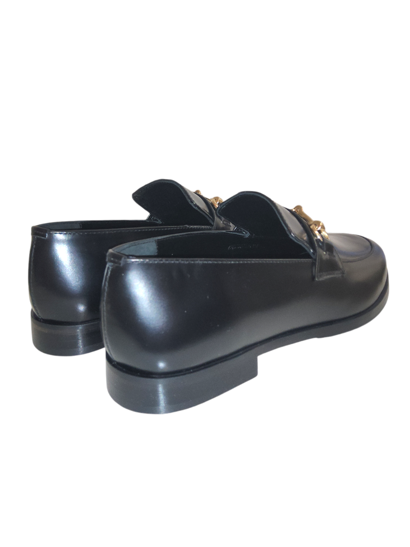 Black leather loafers