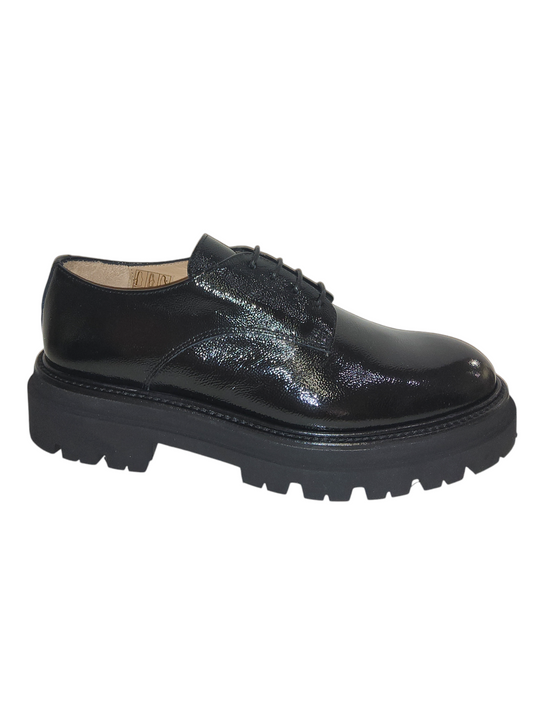 Black leather brogues