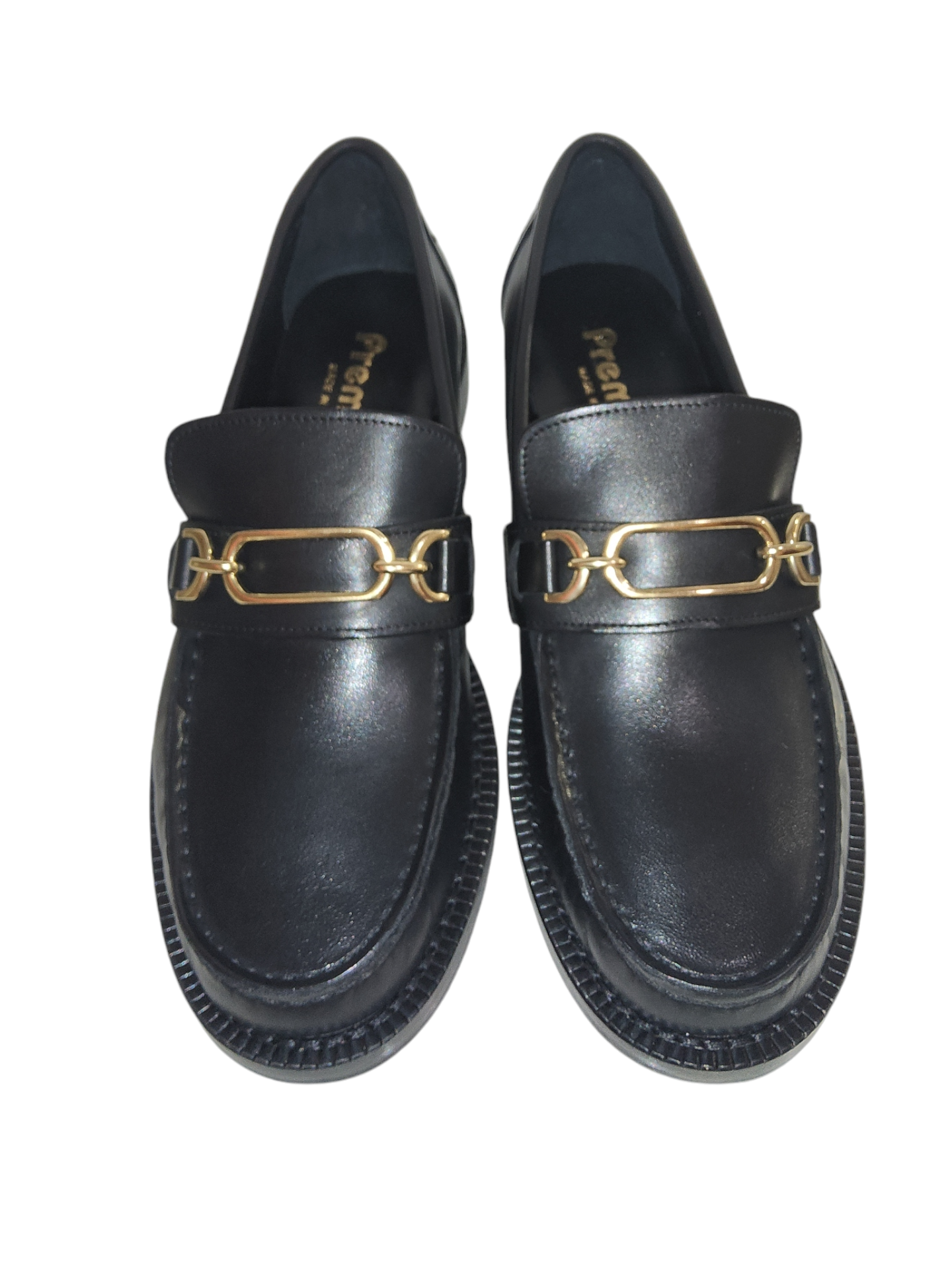 Black leather loafers