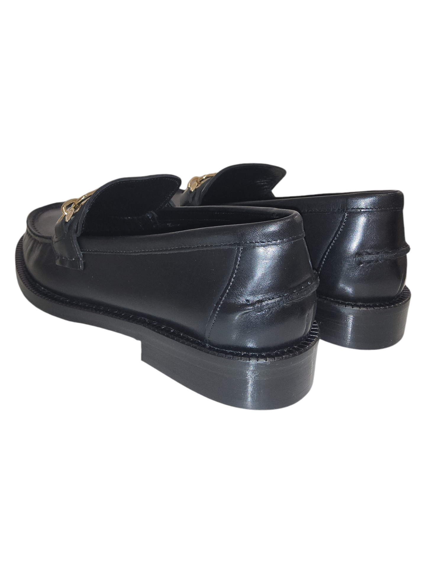 Black leather loafers