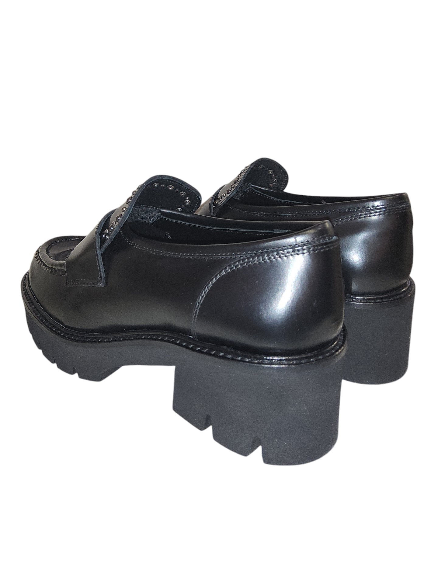 Black leather chunky loafers