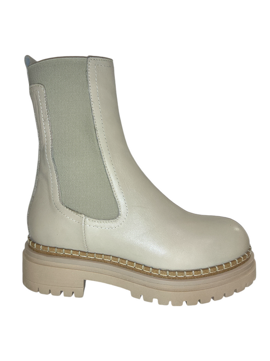 Cream leather Chelsea boots