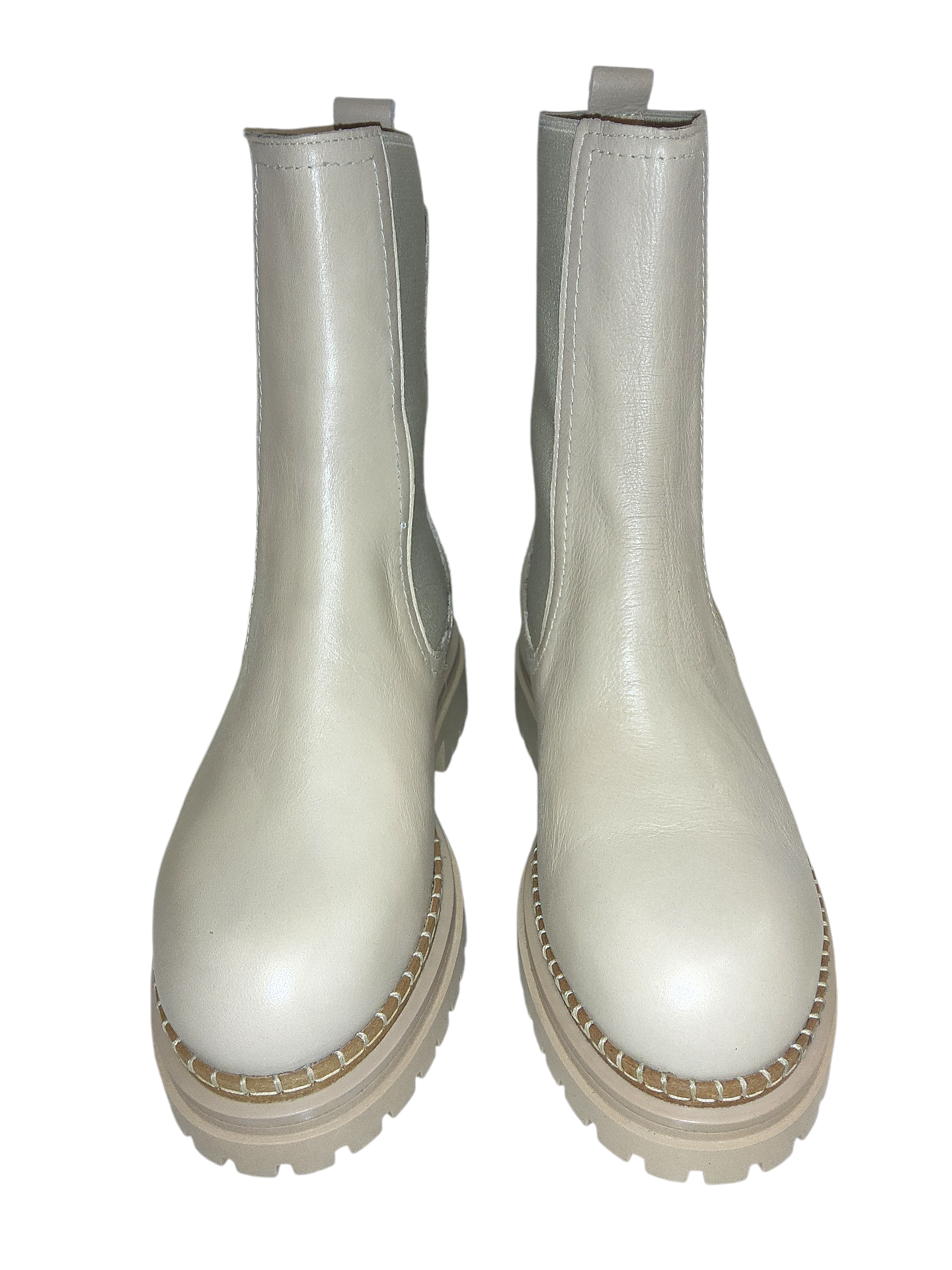 Cream leather Chelsea boots