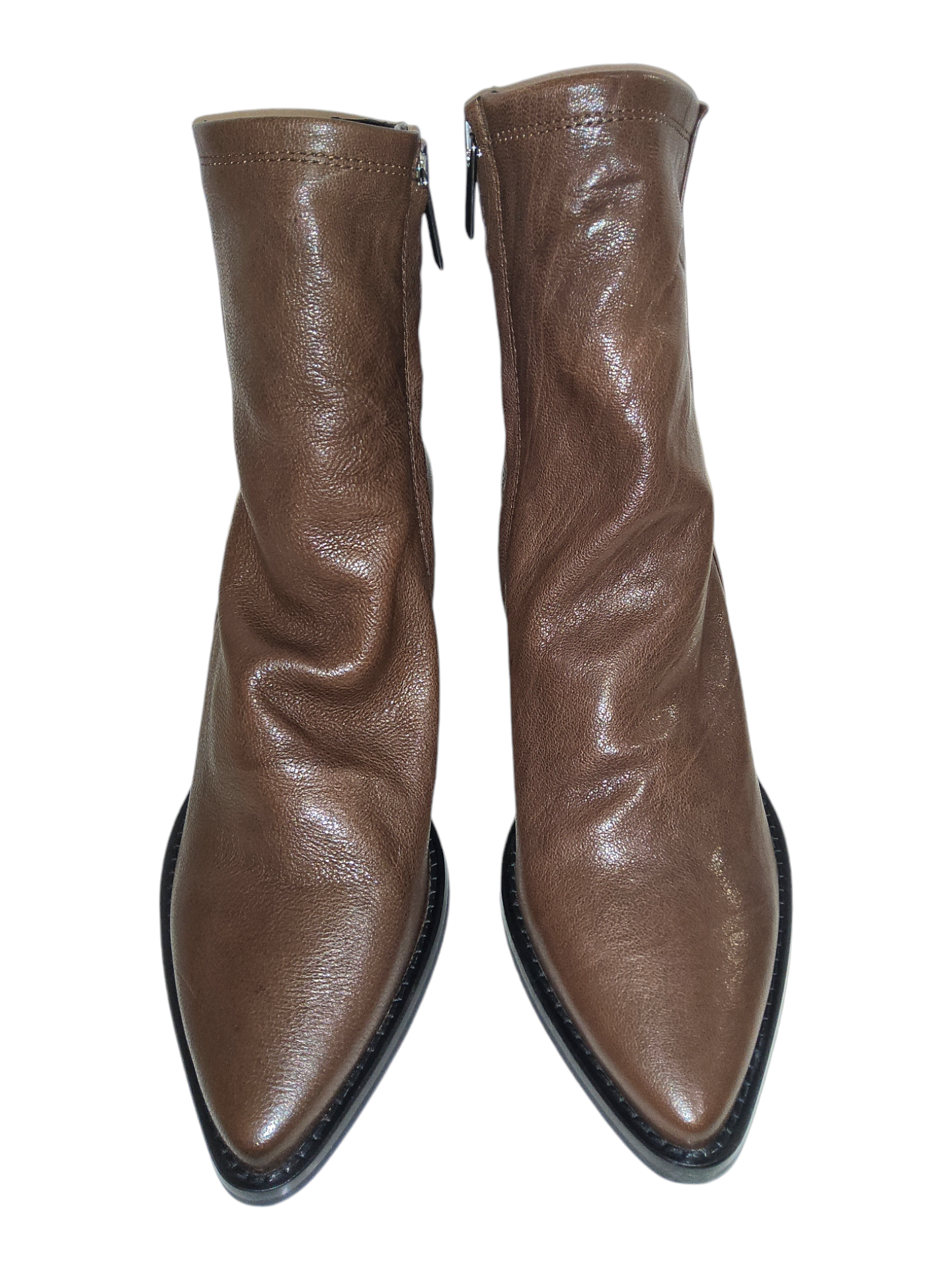 Brown leather ankle boot