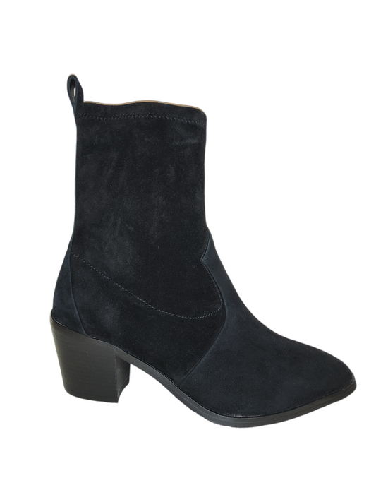 Black suede leather ankle boots